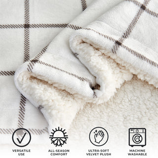 Cozy Plush Velvet & Sherpa Reversible Throw Blanket