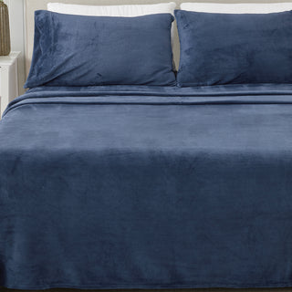 4-Piece Solid Jewel-Toned Plush Sheet - Velvet Luxe Collection