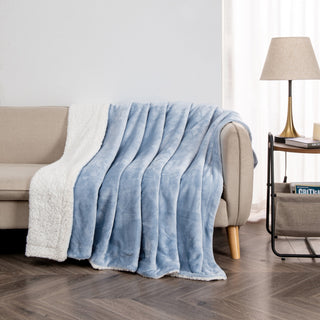 Cozy Plush Velvet & Sherpa Reversible Throw Blanket