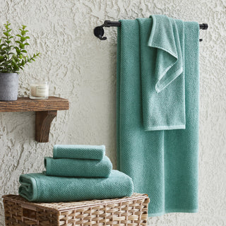 6 Pack Cotton Textured Hand Towels - Acacia Collection