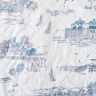 3-Piece Coastal Toile Quilt Set - Cape Elizabeth Collection