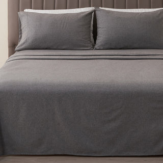 4 Piece Heathered Solid Flannel Sheet Sets - Anders Collection