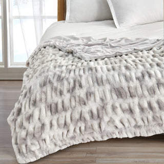 Faux Fur Reversible Throw Blanket, 50" x 60"