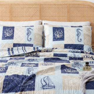 Caspian Collection 3 Piece Coastal Patchwork Quilt Set