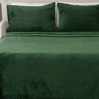 4-Piece Solid Jewel-Toned Plush Sheet - Velvet Luxe Collection