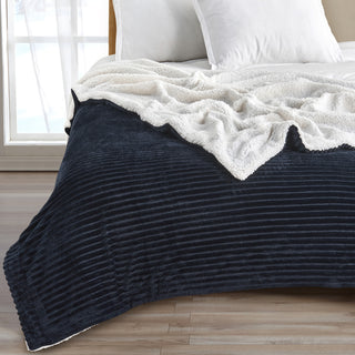 Luxurious Ribbed Textured Reversible Throw Blanket