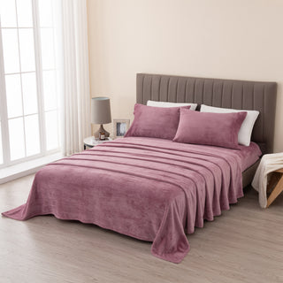 4-Piece Solid Plush Sheet - Velvet Luxe Collection