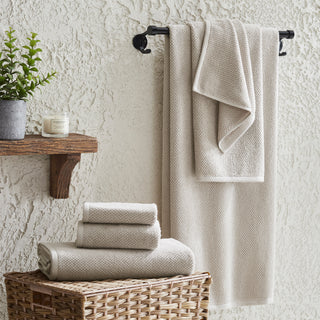 6-Piece Cotton Textured Bath Towel Set - Acacia Collection