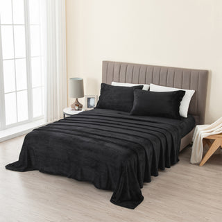 4-Piece Solid Plush Sheet - Velvet Luxe Collection