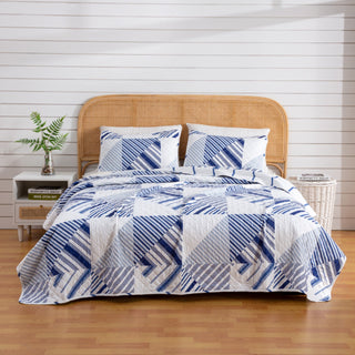 3-Piece Navy Stripe Quilt - Midnight Bay Collection