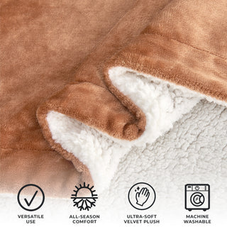 Cozy Plush Velvet & Sherpa Reversible Throw Blanket