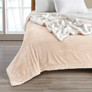 Luxurious Ribbed Textured Reversible Throw Blanket