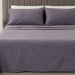 4 Piece Heathered Solid Flannel Sheet Sets - Anders Collection