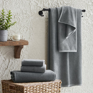 6-Piece Cotton Textured Bath Towel Set - Acacia Collection