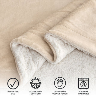 Cozy Plush Velvet & Sherpa Reversible Throw Blanket