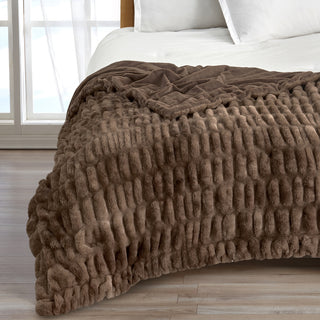 Faux Fur Reversible Throw Blanket, 50" x 60"