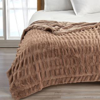 Faux Fur Reversible Throw Blanket, 50" x 60"