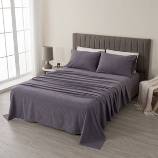 4 Piece Heathered Solid Flannel Sheet Sets - Anders Collection