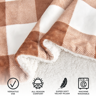 Cozy Plush Velvet & Sherpa Reversible Throw Blanket