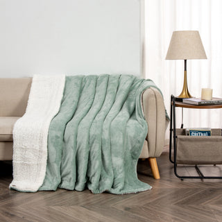 Cozy Plush Velvet & Sherpa Reversible Throw Blanket