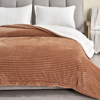 Luxurious Ribbed Textured Reversible Throw Blanket