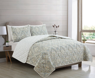 Floral Printed Microfiber Quilt Set - Daphne Collection