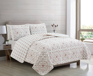 Watercolor Floral Printed Microfiber Quilt Set - Florence Collection