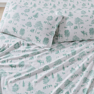 Premium Turkish Cotton Lodge Printed Flannel Sheet Set