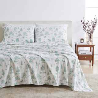 Premium Turkish Cotton Lodge Printed Flannel Sheet Set