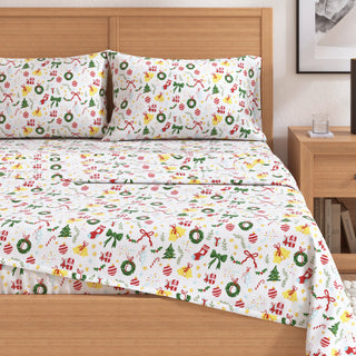 Turkish Cotton Christmas-Theme Flannel Sheet Set