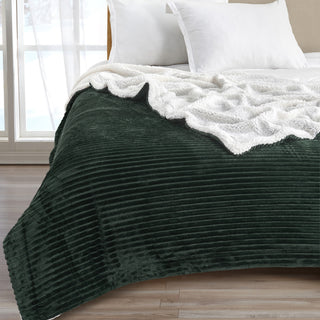 Luxurious Ribbed Textured Reversible Throw Blanket