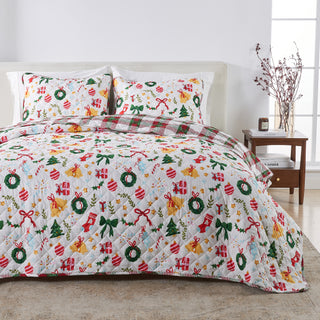 Cheerful Colorful Christmas Quilt Set