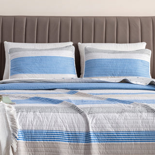 3 Piece Striped Quilt Set - Bryce Collection