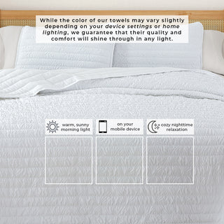 Floral Embossed Quilt Set With Shams