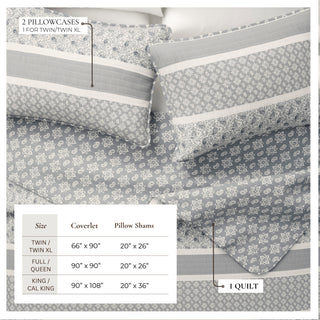 Reversible Striped Quilt Set with Shams