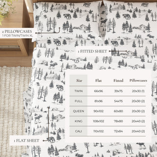 Premium Turkish Cotton Nature Printed Flannel Sheet Set