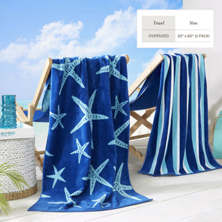 2 Pack 100% Cotton Printed Beach Towel