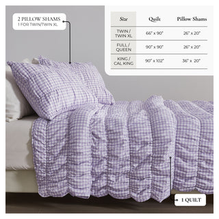 Gingham Quilt Set With Shams