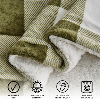Cozy Plush Velvet & Sherpa Reversible Throw Blanket