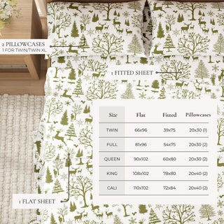 Premium Turkish Cotton Nature Printed Flannel Sheet Set