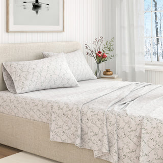Turkish Cotton Winter Floral Printed Flannel Sheet Set