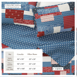 Reversible Patchwork Quilt Set with Shams
