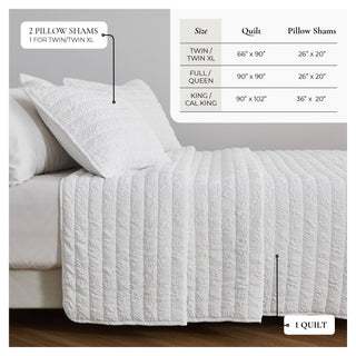 Floral Embossed Quilt Set With Shams
