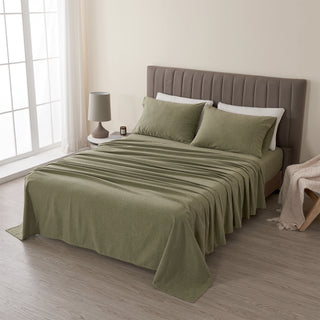 4 Piece Heathered Solid Flannel Sheet Sets - Anders Collection