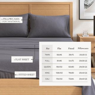 Cotton Blend Heathered Solid Flannel Sheet Set