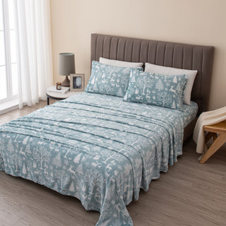 4-Piece Printed Plush Sheet - Velvet Luxe-Lattice Collection