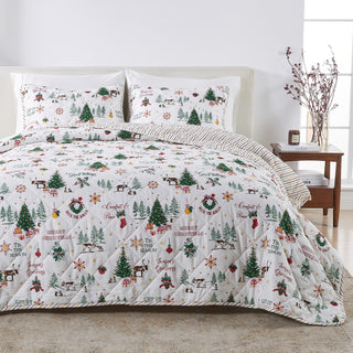 Cheerful Colorful Christmas Quilt Set