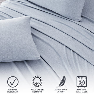 Ultra-Soft Cotton Heathered Melange Jersey Knit Sheet Set