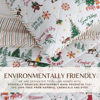 Christmas Printed Quilt Set with Shams