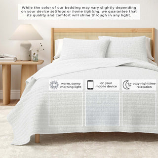 100% Cotton Garment Washed Honeycomb Waffle Quilt and Sham Set